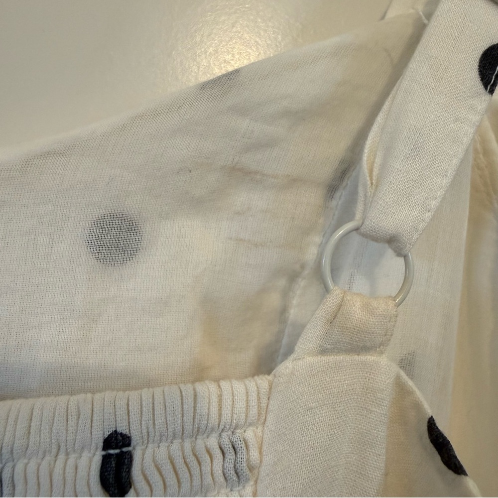 Old Navy fit flare linen blend ruffle trimmed maxi cami polka dot dress XS retro - Picture 8 of 12